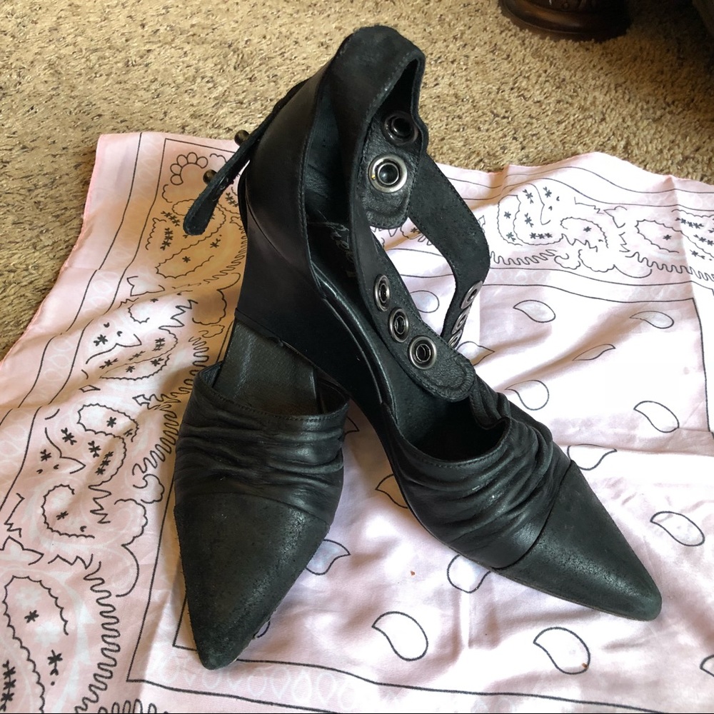 Free people wedge shoe with ankle strap